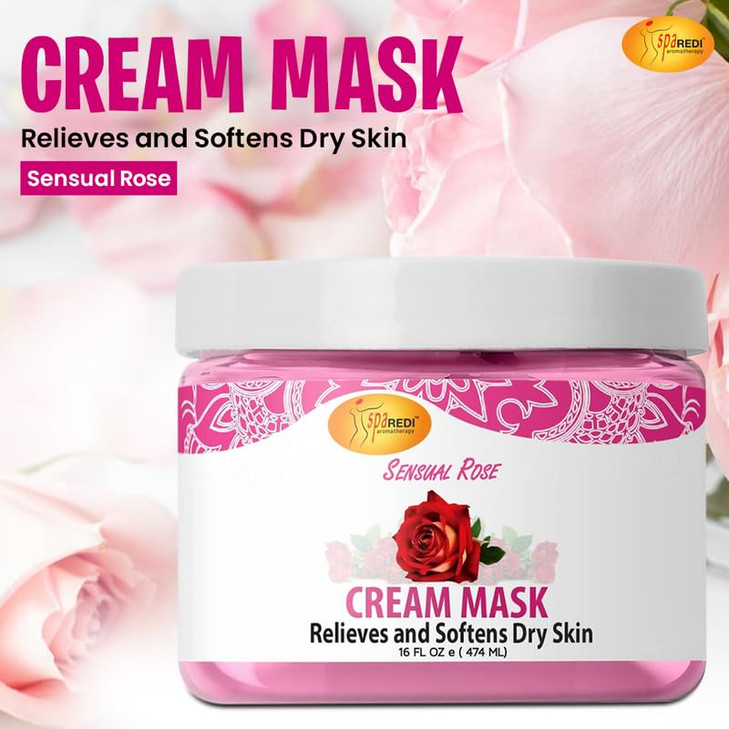 SPA REDI - Body and Foot Cream Mask, Sensual Rose, 16 Oz - Pedicure Massage for Tired Feet and Body, Hydrating, Fresh Skin - Infused with Hyaluronic