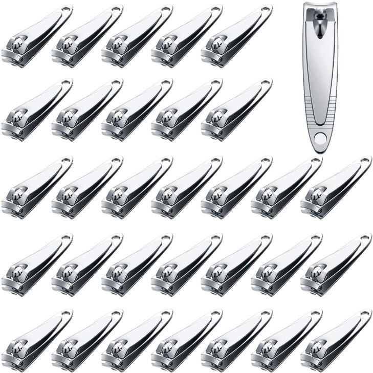 32 Pieces Stainless Steel Fingernail Nail Clipper Bulk Silver Portable Toenail Clippers Cutter Set