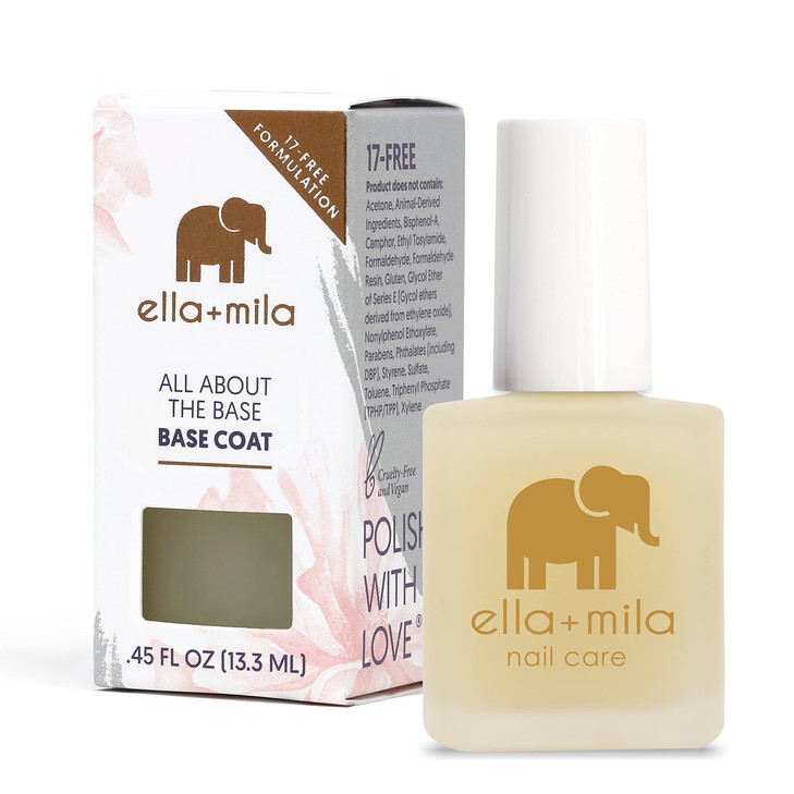 ella+mila Ridge Filler Base Coat Nail Polish - Smoothing Nail Treatment and Long-lasting Ridge Filler - Nourishing Clear Polish for Natural Fingernai