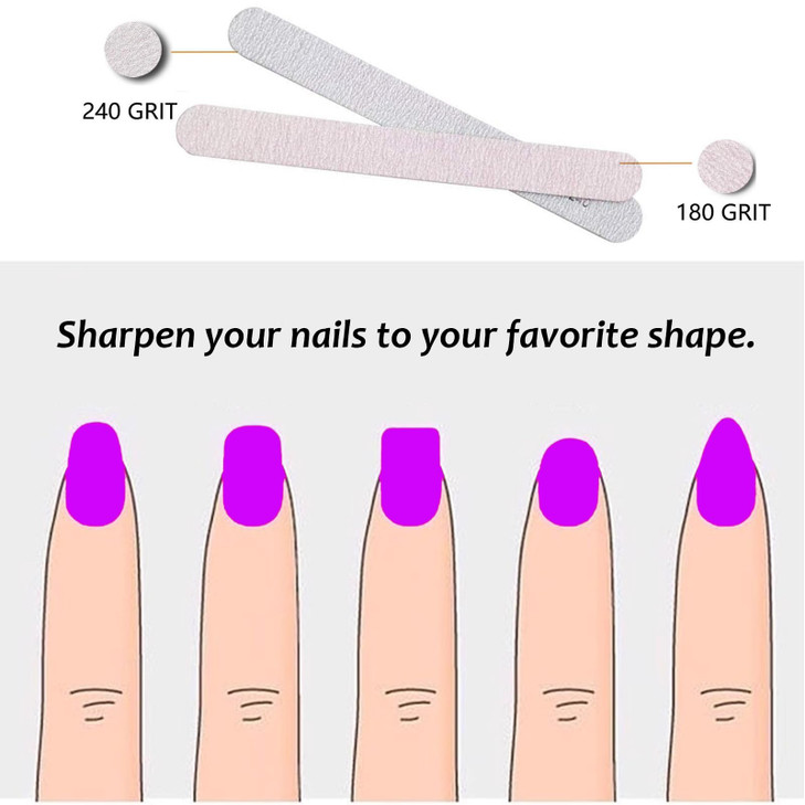 50pcs Wooden Nail Files?Double Sided Emery Board 180/240 Grit for Natural Nail