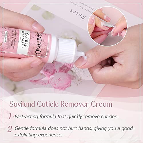 SAVILAND Cuticle Remover and Cuticle Oil Kit  Nail Care Kit with Cuticle Remover Liquid & 1.01 oz Cuticle Oil Cuticle Trimmer for Cuticle Softener &