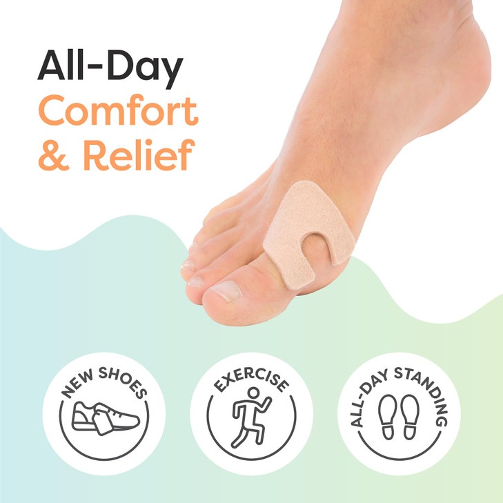 ZenToes U-Shaped Felt Callus Pads | Protect Calluses from Rubbing on Shoes | Reduce Foot and Heel Pain | Pack of 24 | 1/8 Self-Stick Pedi Cushions