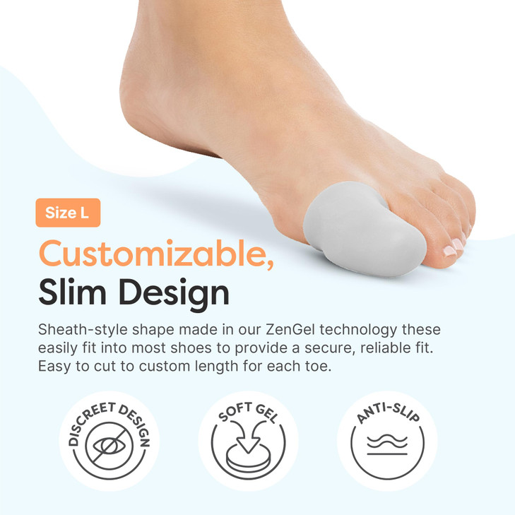 ZenToes Gel Toe Caps  Silicone Toe Protectors for Cushioning & Nail Coverage  Relief from Missing or Ingrown Toenails, Corns, Blisters or Hammer To