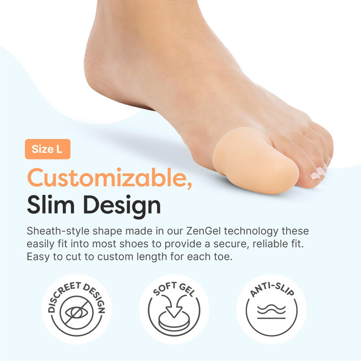 ZenToes Gel Toe Caps  Silicone Toe Protectors for Cushioning & Nail Coverage  Relief from Missing or Ingrown Toenails, Corns, Blisters or Hammer To