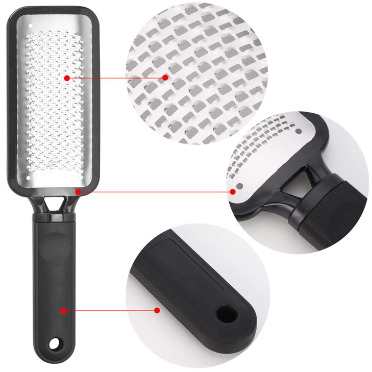 Foot Scrubber Foot Files Callus Remover Black Heel Grater Dead Skin Remover Stainless Steel Heel Scraper for Cracked Heels