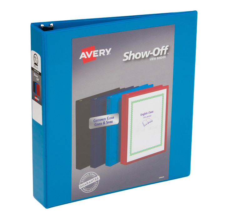 Avery Economy View Binder, 1.5" Rings, Color (Black, Light Blue, Navy Blue, Red) Will Vary, 1 Binder (12058)