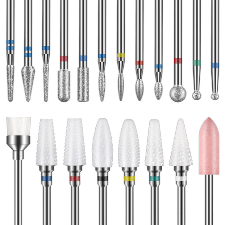 Depvko Nail Drill Bits 20Pcs, 3/32'' Ceramic Carbide Drill Bits for Nails, Nail Bits for Nail Drill, Nail Drill Bit Set for Cuticle Remover Manicure