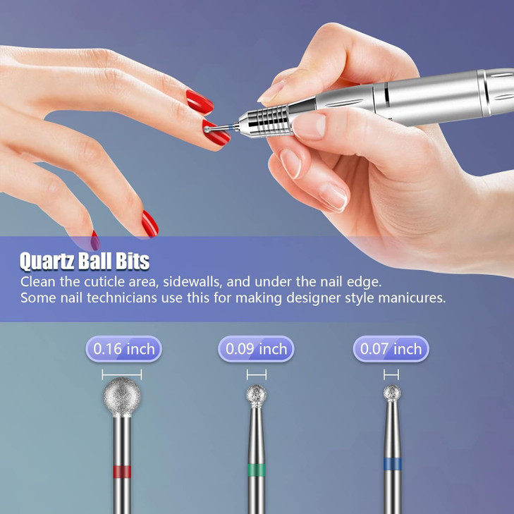 Depvko Nail Drill Bits 20Pcs, 3/32'' Ceramic Carbide Drill Bits for Nails, Nail Bits for Nail Drill, Nail Drill Bit Set for Cuticle Remover Manicure