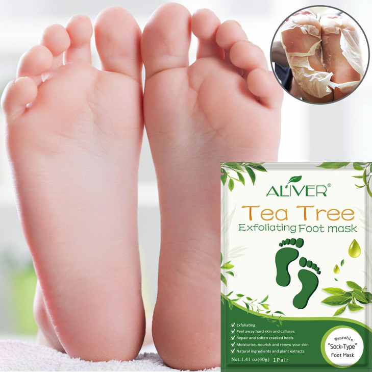 Foot Peel Mask 3 Pack? Exfoliator Peel Off Calluses Dead Skin Callus Remover?Soft Smooth Touch Feet-Men Women (Tea Tree)