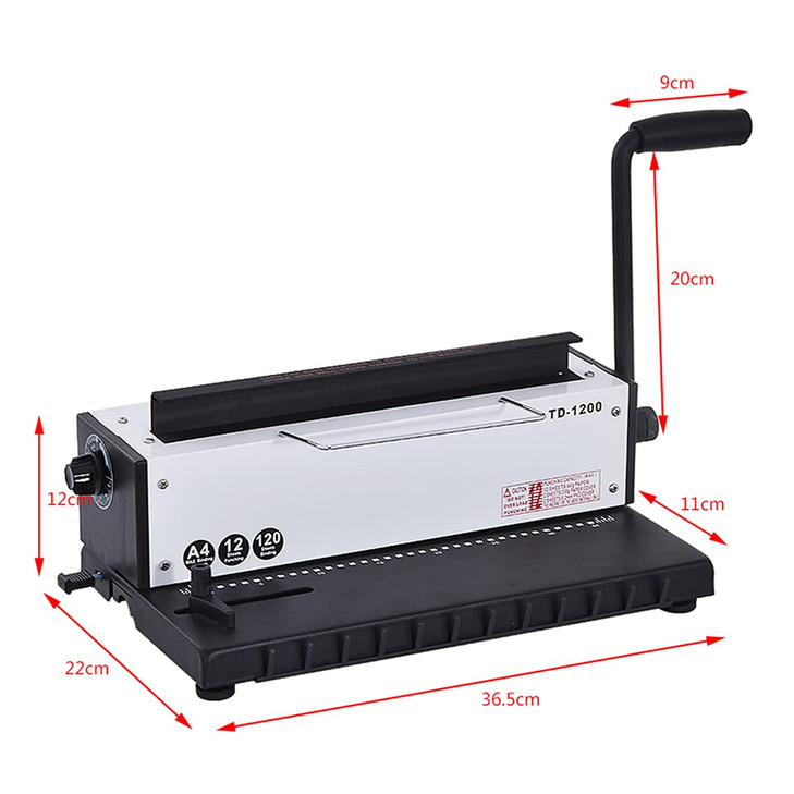 INTBUYING All Steel Metal Base Wire Coil Binding Machine 34Holes 3:1 Square Punching-Binding Machine Binding Iron Ring Machine 120 Sheets Binding Cap