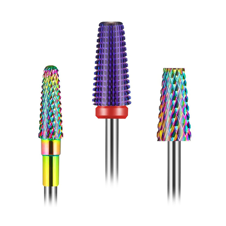 [Upgraded]Depvko 3Pcs Nail Drill Bits Set for Nails 3/32 Inches, 5 in 1 Tapered Barrel and Cone Shape Carbide Nail Drill Bits for Acrylic or Gel Remo