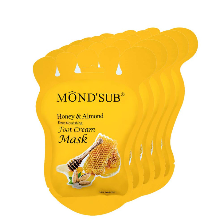 MOND'SUB Honey & Almond Nourishing Foot Masks - Foot Moisturizing Mask for Dry Skin to Deep Hydrating and Brightening Moisturize, Repair Rough Damage