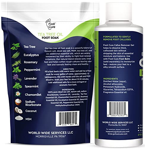 Tea Tree Foot Soak & Callus Remover Gel Kit - Extra Strength Callus Remover Gel & Foot Soak With Epsom Salts For Calluses, Dry Cracked Heels, Toenail