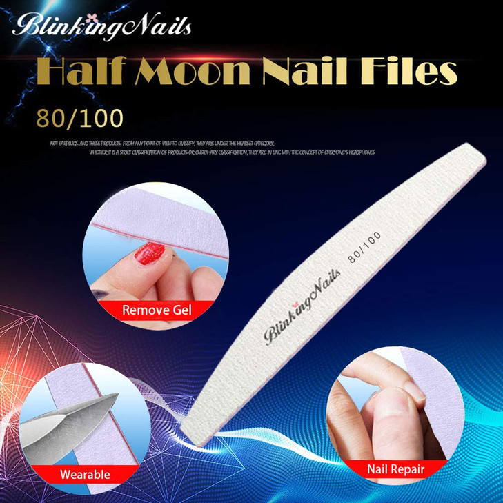 Abrasive Nail File 80/100 Grit 10Pcs Acrylic Nail Files and Buffers, Professional Washable Nail File Buffer Block with Double Sides Designed Disposab