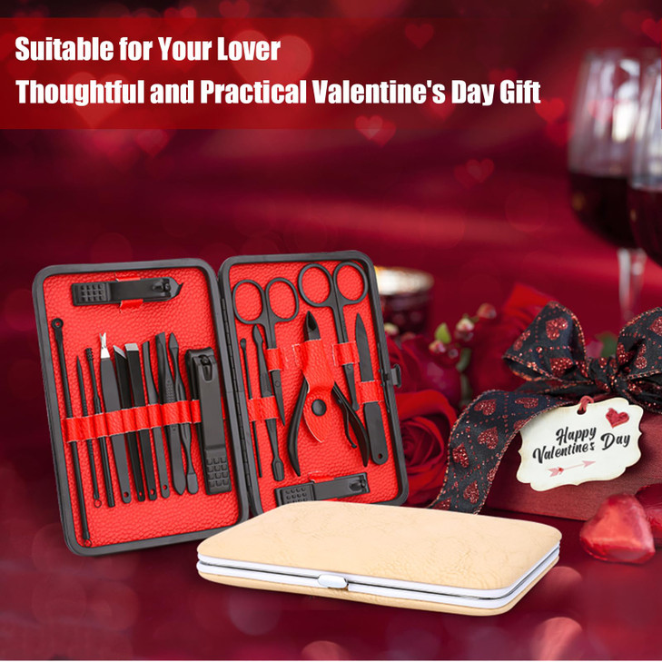 Professional Nail Care Kit - 18-Piece Manicure Set with Stainless Steel Ingrown Nail Toenail Cuticle Cutter Clipper Pedicure Kit,Grooming Kits with P