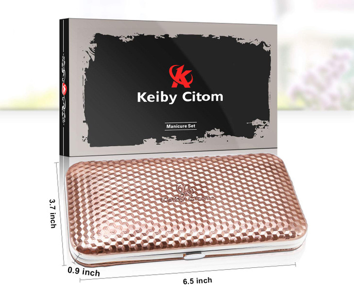 Manicure Set Professional Nail Clippers Kit Pedicure Care Tools- Stainless Steel Grooming Kit 12Pcs for Travel or Home (Rose Gold)