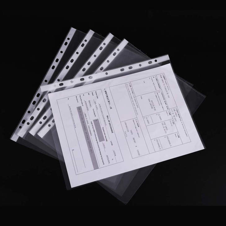 Transparent Page Binder Document Protectors, 11 Holes Clear A4 Size Sheet Paper File Folder Organizer Sleeves for Binders, Holds 8.5" x 11" Files, To