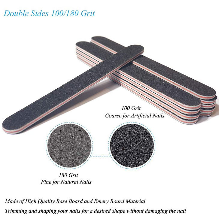 23 Pcs Nail Files and Buffers Brushes Emery Boards Set Professional Nail Manicure Tools Including 10 Pcs 100/180 Grit Nail Files,10 Pcs 120 Grit Nail