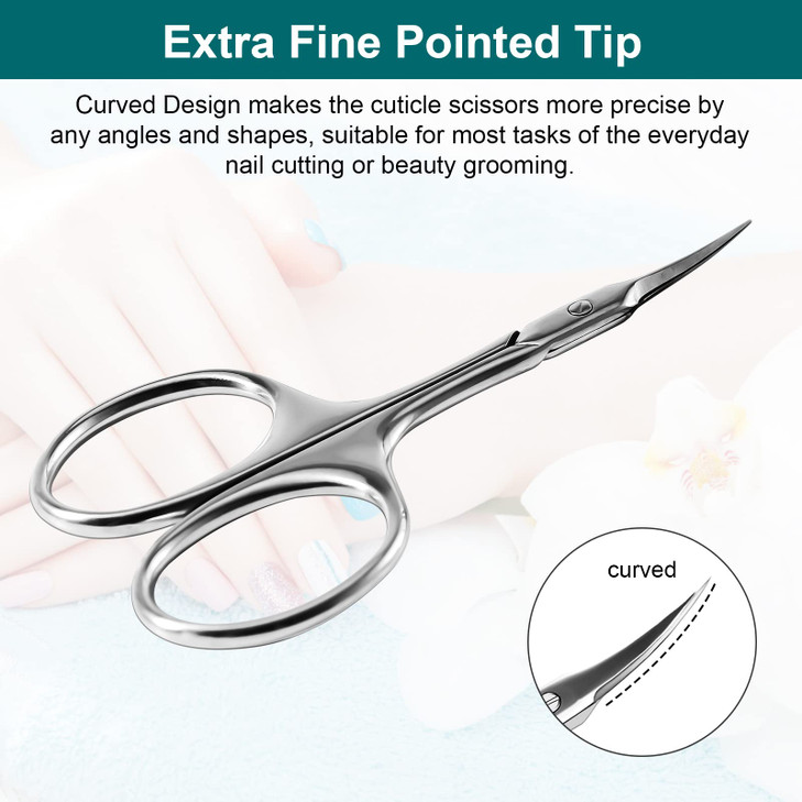 CGBE Manicure Scissors, Extra Fine Eyebrow Scissors for Grooming, Curved Blade Nail Scissors Precise Pointed Tip Grooming Kit for Eyebrow, Eyelash, T