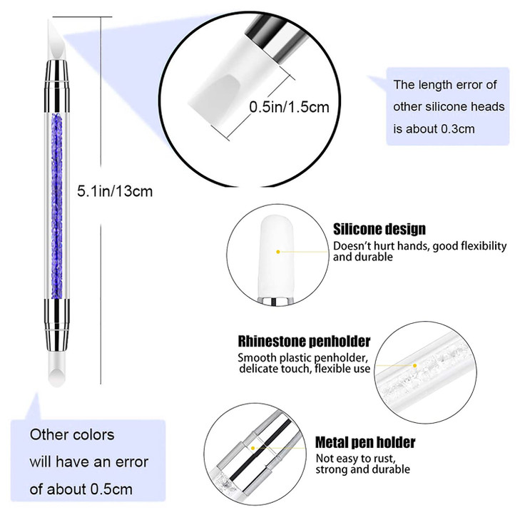 SILPECWEE 10 Pieces Dual Tipped Silicone Nail Tools Nail Art Sculpture Pen Rhinestone Nail Polish Carving Pen Acrylic Nail Brush Nail Art Brushes Nai