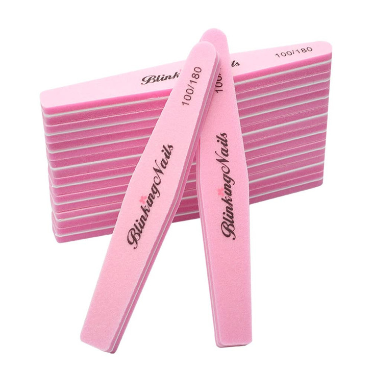 Sponge Nail File and Buffers for Nail Art Care Double Sides Design 100/180 Grit Nail Buffer Professional Manicure Nail Tools Color Pink Pack of 10pcs