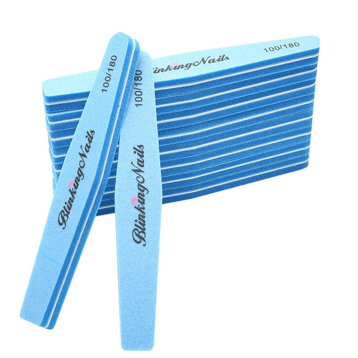 Nail Files and Buffers for Nail Art Care Double Sides Design 100/180 Grit Nail Shine Buffer Professional Manicure Nail Tools Color Sky Blue Pack of 1