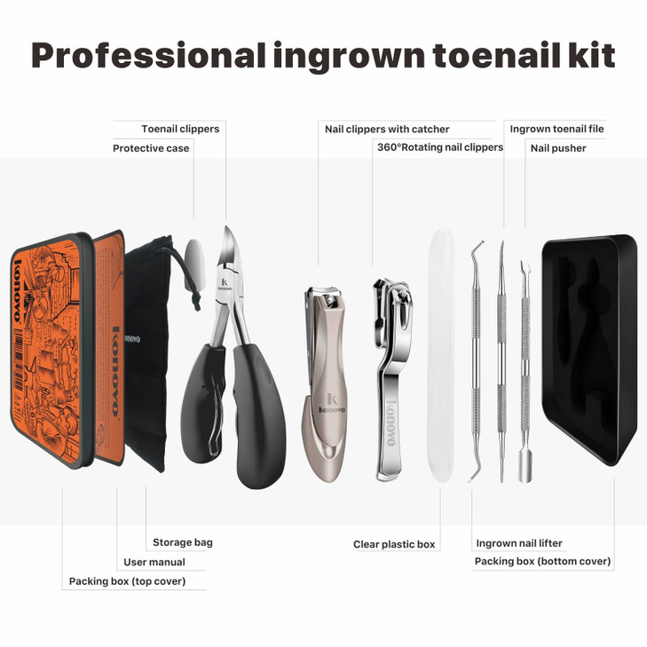 Toenail Clippers for Seniors Thick Toenails, Toe Nail Clippers Adult Thick Nails Long Handle, Professional Heavy Duty Nail Clippers 6Pcs Black