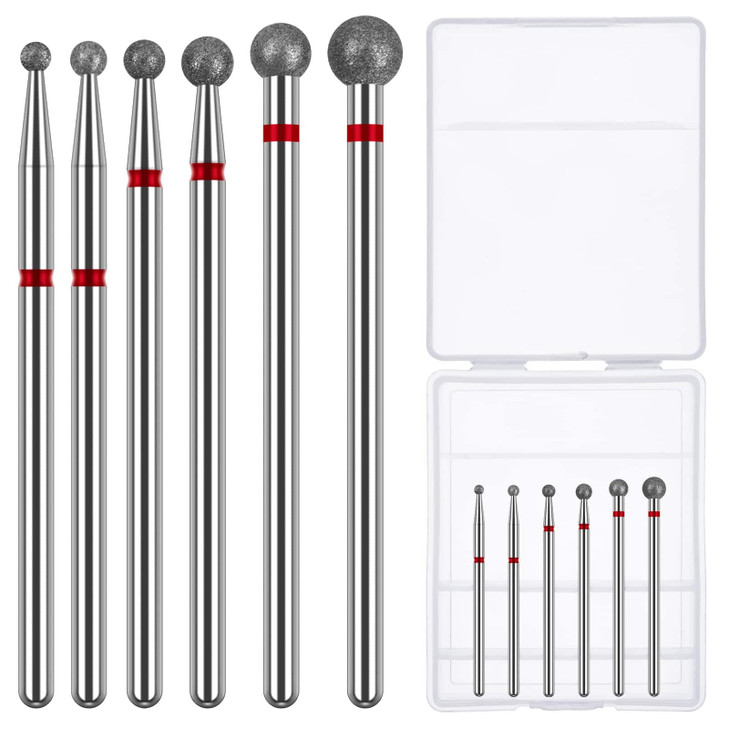 Difenni Cuticle Drill Bit,Nail Drill Bits Flame Cuticle Clean Drill Bit for 3/32''Electric Nail File Machine Cuticle Bit Nail Prep Tool (Red-Ball sha