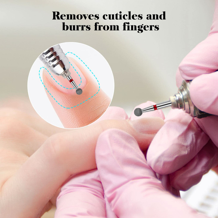 Difenni Cuticle Drill Bit,Nail Drill Bits Flame Cuticle Clean Drill Bit for 3/32''Electric Nail File Machine Cuticle Bit Nail Prep Tool (Red-Ball sha