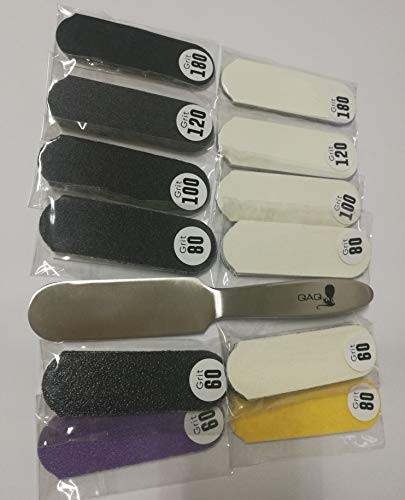 REUSABLE STAINLESS STEEL PEDICURE FOOT FILE WITH 35 PIECES OF DISPOSABLE REFILL PADS