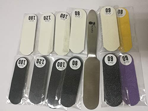 REUSABLE STAINLESS STEEL PEDICURE FOOT FILE WITH 35 PIECES OF DISPOSABLE REFILL PADS