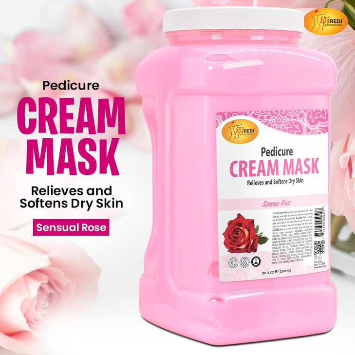 SPA REDI - Body and Foot Cream Mask, Sensual Rose, 128 Oz - Pedicure Massage for Tired Feet and Body, Hydrating, Fresh Skin - Infused with Hyaluronic