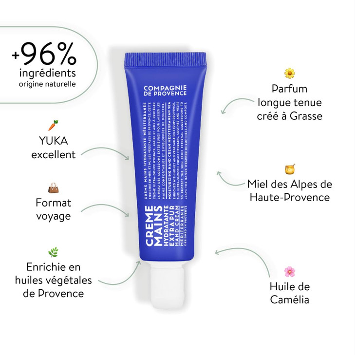 Compagnie de Provence Travel Hand Cream Extra Pure - Mediterranean Sea - 1 Fl Oz Tube