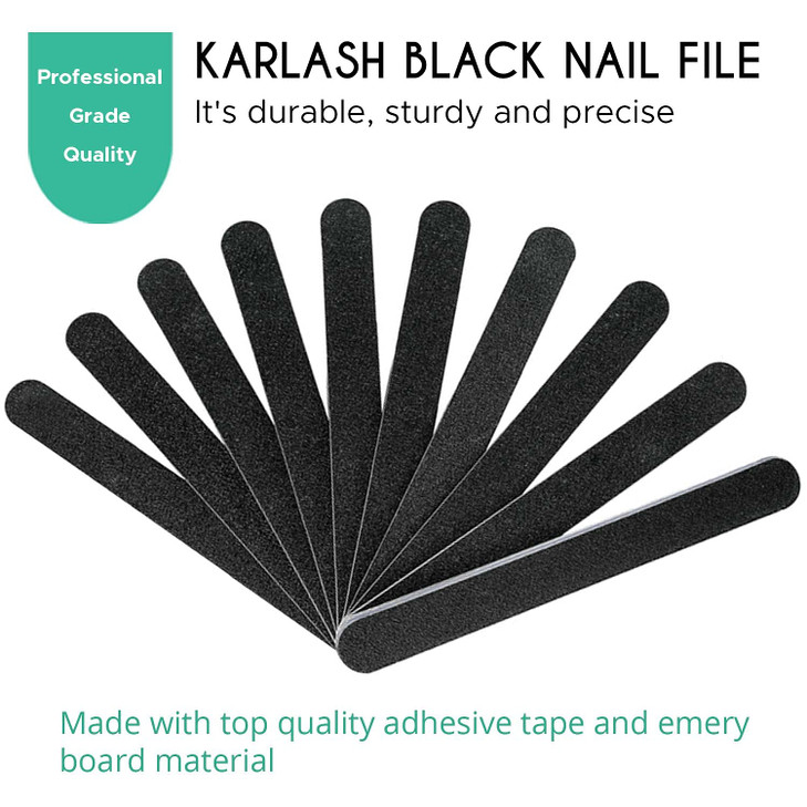Karlash Professional Double Sided Emery Board 7" Black Nail File 100/100 10pcs