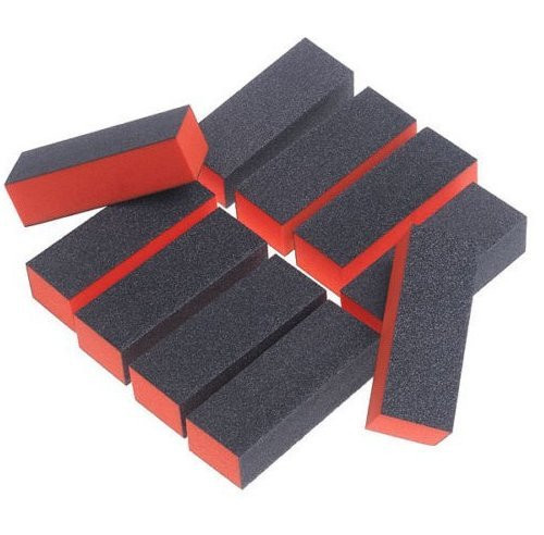 Onwon 10 PCS Sanding Buffing Nail Polisher 4 Way Polish Buffer Buffing Block Nail Files Art Pedicure Manicure File(Black Red)