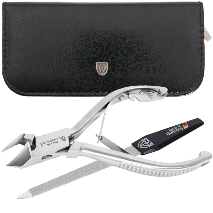 3 Swords Germany - Brand Quality Professional Toe Nail Nipper Clipper Set Stainless Steel Wave Nipper, Head Cutter, Nail File with case for ingrown T