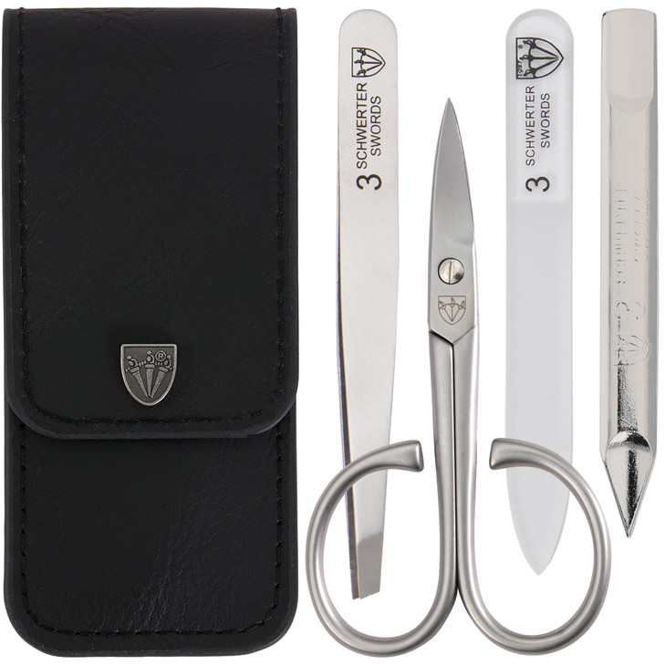 3 Swords Germany - brand quality 3 piece stainless steel INOX manicure pedicure grooming kit set for professional finger & toe nail care scissors fil