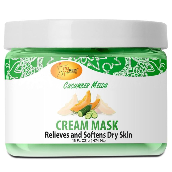 SPA REDI - Body and Foot Cream Mask, Cucumber and Melon, 16 Oz - Pedicure Massage for Tired Feet and Body, Hydrating, Fresh Skin - Infused with Hyalu