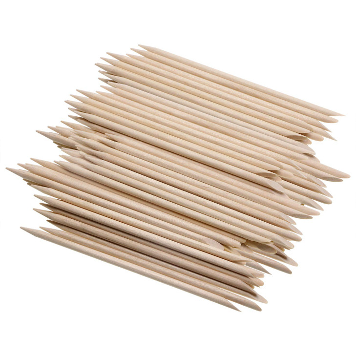 Mini Skater 100 Pcs Orange Wood Nail Sticks Double Sided Multi Functional Cuticle Pusher Remover Manicure Pedicure Tool (100)