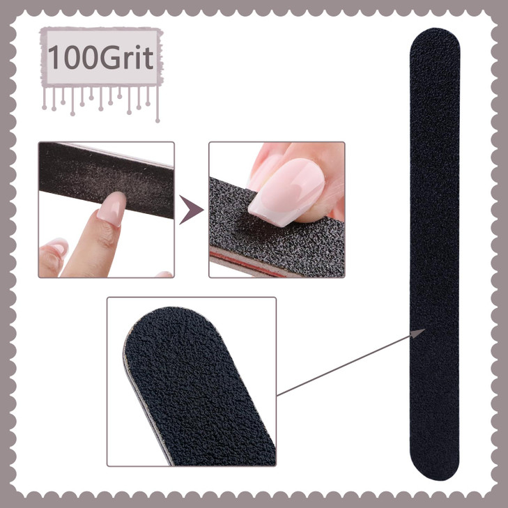 Nail File and Buffer Block, Professional Manicure Tools Kits, 100/180 Grit, Black Nail Pedicure File and Sanding Buffing Grinding Plisher File