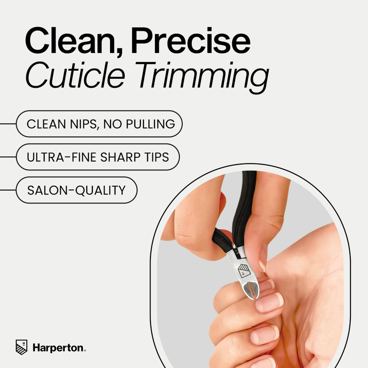 Harperton Cuticle Trimmer - Full Jaw Nipper and Trimmer, Non-Slip Cuticle Nipper Stainless Steel Cutter Fingernails and Toenails