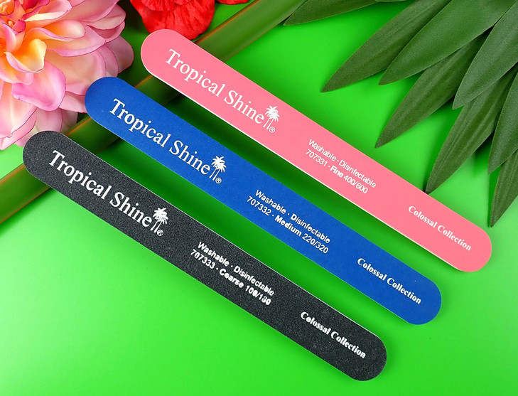 Tropical Shine 8.5 Inches Nail Files For Natural and Acrylic Nails. 3 pcs.