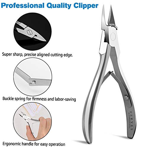 FERYES Toenail Clippers Straight Blade for Thick Toenails, Nail Clippers for Thick and Ingrown Nails - High Temperature Forging Stainless Steel Toe N