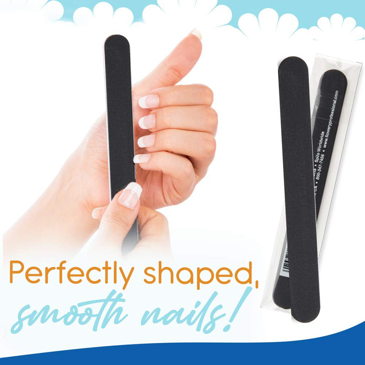 Flowery Disposable Nail File Cushion Core 180/400 Grit, Black, (Pack of 100)