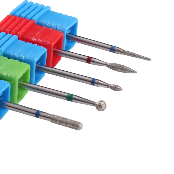 MZCMSL Russian Manicure Drill Bits, Cylinder/Ball/Flame/Needle Cuticle Bit,3/32 Shank Diamond Nail Drill Bit,5pcs