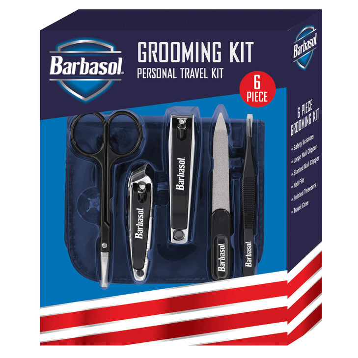 Barbasol CBG11001BLK 6-Piece Nail Grooming Set with Travel Case - Black