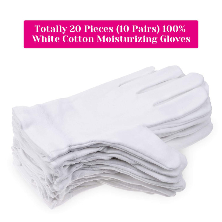 100 Percent Cotton Gloves for Dry Hands Eczema, Selizo 10 Pairs White Cotton Gloves for Women Dry Hands Moisturizing Cosmetic Sensitive Irritated Ski