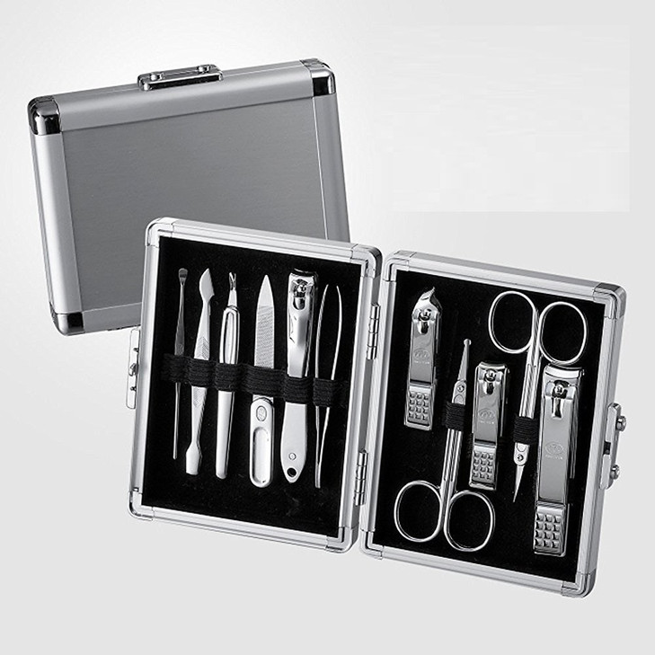 World No.1 THREE SEVEN 777 Manicure Pedicure All-in-One Grooming Kit - Nail Clippers (11 PC, TS-16000VC) Hard Case International Version (Silver)