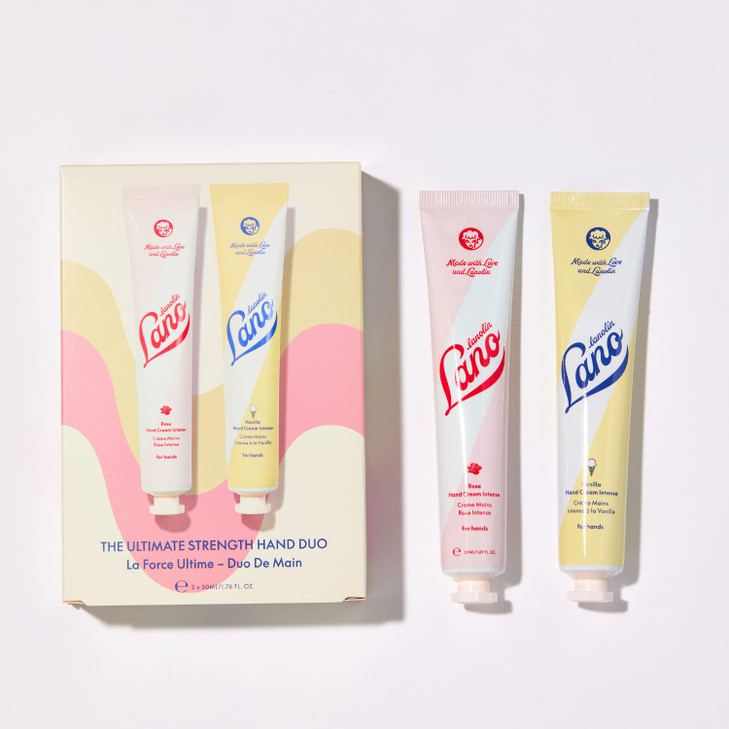 Lanolips Hand Cream Duo - Rose & Vanilla - Hydrating & Moisturizing Hand Cream for Dry Skin, Cracked Skin, Hands and Cuticles (2 x 1.69 oz)