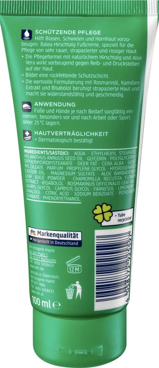 Balea Foot Cream Hirschtalg, 100 ml - German product